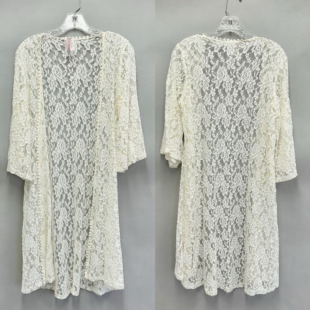 Moto Boho ivory lace midi open front kimono cardigan bell sleeves size‎ Medium - Picture 5 of 13